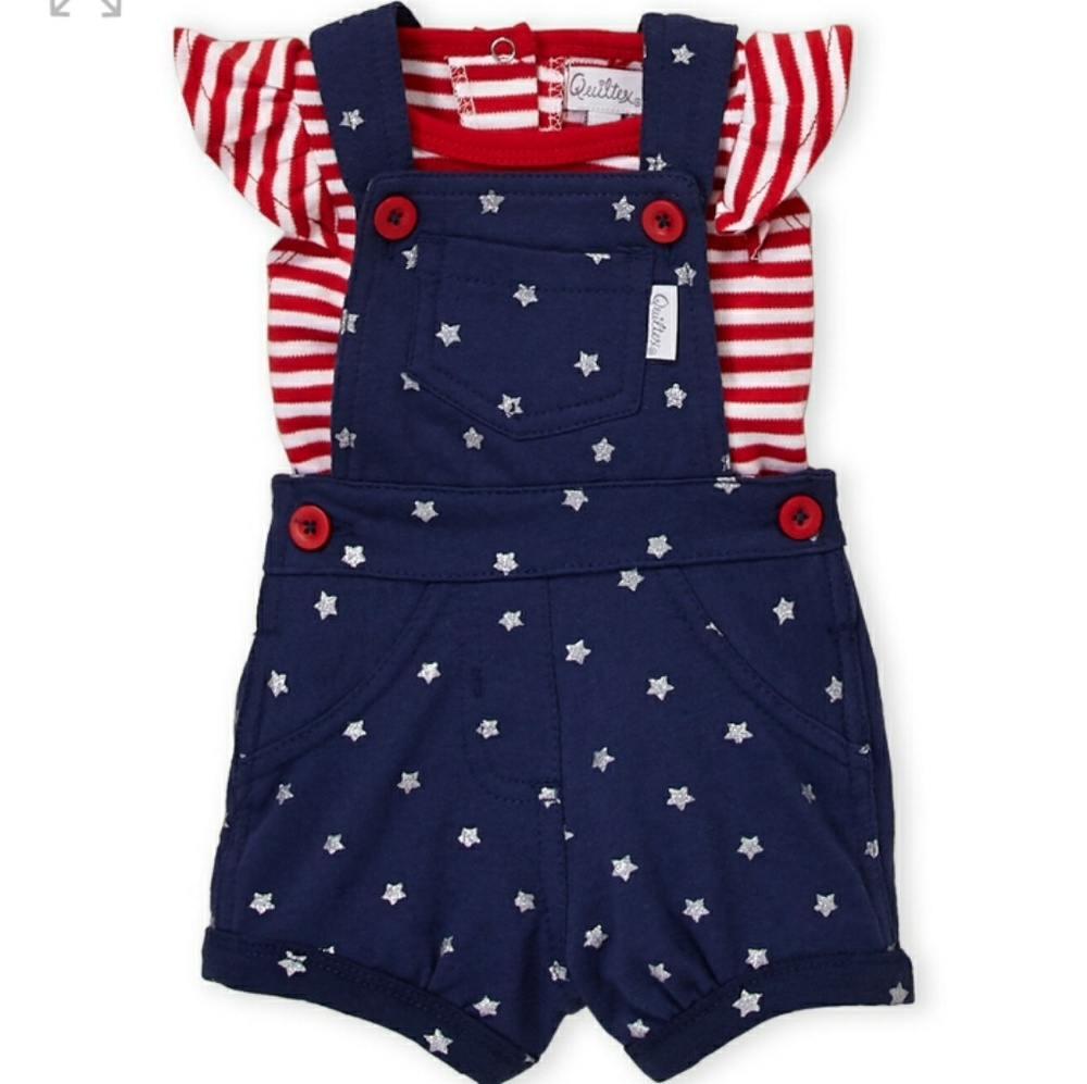 Quiltex Two-Piece Overall & Ruffle Tee Set